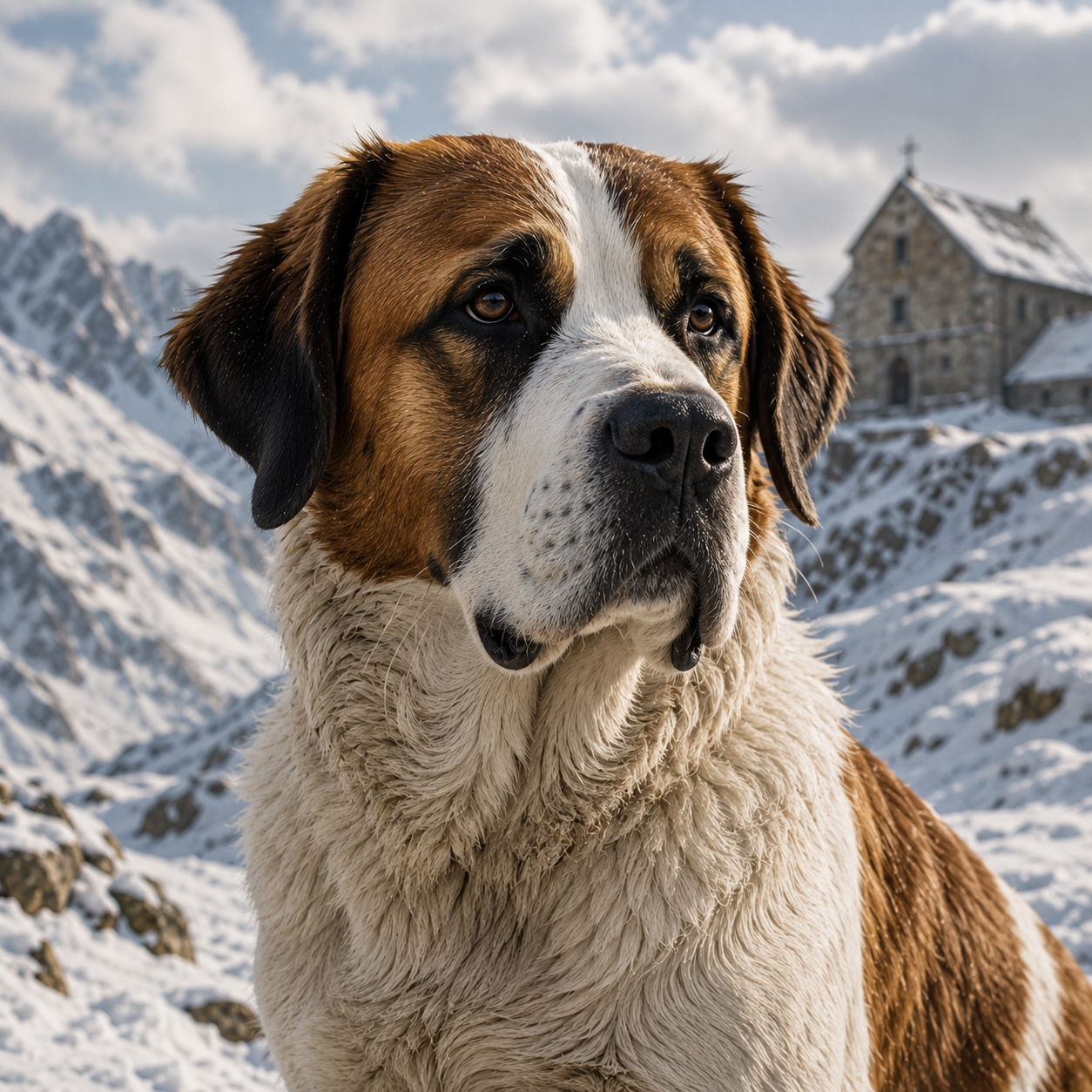 Historical rendering of Barry, Alpine rescue dog of the Great St. Bernard Pass